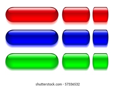Set of bright, glossy web buttons. Vector illustration.