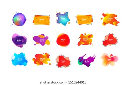 Set of bright gradient flowing shapes. Dynamical colored forms. Vector illustration. Can be used for advertising, marketing, presentation