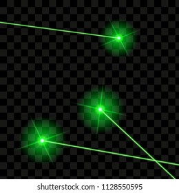 Set Bright green laser rays on a transparent background Vector illustration 