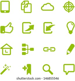 Set of bright green vector icons. Collection of icons can be used in web design, mobile applications, computer programs. File in EPS10 format, can be increased without loss of quality.