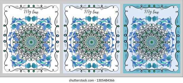a set of bright greeting cards for different holidays, can be used as a template for your own design