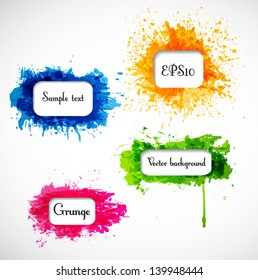 Set of bright grunge backgrounds with a place for your text inside. Vector illustration