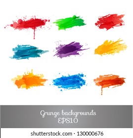 Set of bright grunge backgrounds. Vector illustration