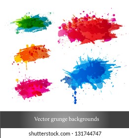 Set of bright grunge backgrounds. Vector illustration