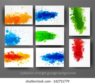 Set of bright grunge backgrounds. Vector illustration.