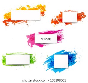 Set of bright grunge backgrounds for your design. Vector illustration.