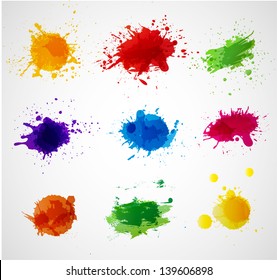 Set of bright grunge splashes. Vector illustration