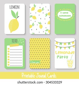 Set of bright hand-drawn cards fruit. Lovely summer design. Template for scrapbooking, wrapping, congratulations, invitations, printable card. Vector