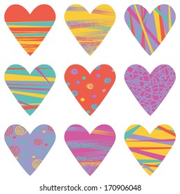 Set with bright hearts.