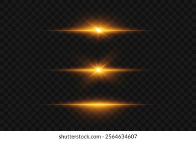 Set of bright highlights and light. Star and lens flare, light effect. On a transparent background.