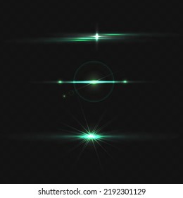 Set of bright horizontal laser or light rays.
Beautiful highlights with luminous stripes on a light background.Abstract image of lighting flare. 
