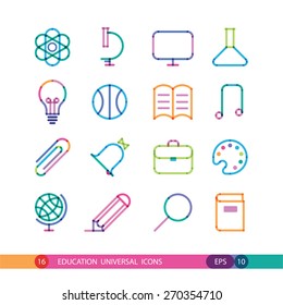 set of bright icons education