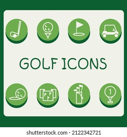 A set of bright icons for the golf club. Can be used for website, icons and stickers.