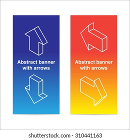 Set of bright isometric arrows banners or booklet for modern business design