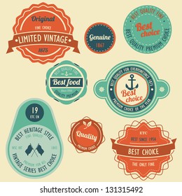Set of bright labels of blue and red colors