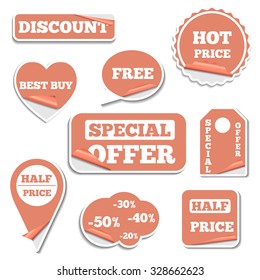 Set of bright labels sale in the form of stickers second part, vector illustration.