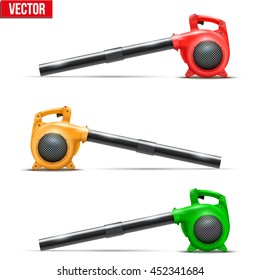 Set of Bright Leaf garden blowers. Vector Illustration isolated on white background.