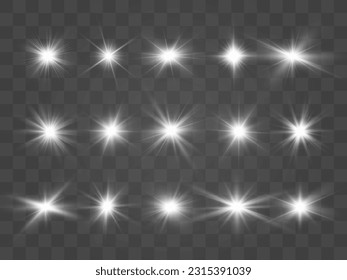 
Set of bright light effects.Beautiful stars on the background.