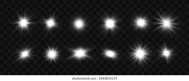 	
Set of bright light effects.Beautiful stars on the background.	
