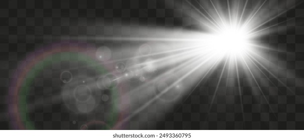 Set of bright light effects.Beautiful stars on the background.	
