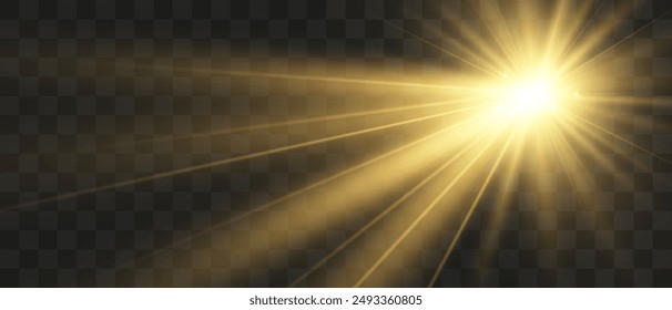 Set of bright light effects.Beautiful stars on the background.	
