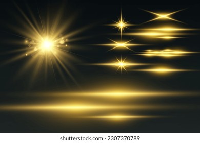 
Set of bright light effects.Bright beautiful star.