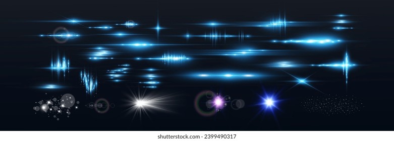 Conjunto de rayos luminosos brillantes.Luz brillante en el fondo.