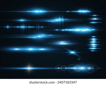 Set of bright light rays.Brigh light on the background.	
