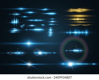 Set of bright light rays.Brigh light on the background.	
