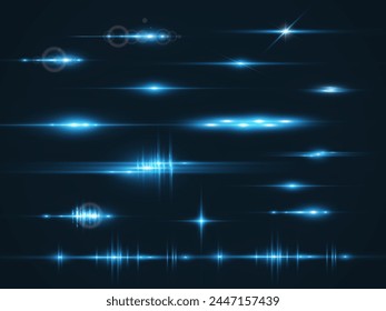 Satz von hellen Lichtstrahlen. Helles Licht auf dem Hintergrund.