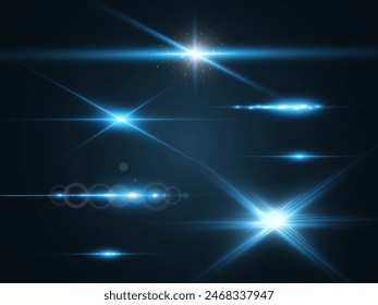 Conjunto de rayos de luz brillante. Luz brillante en el fondo.	
