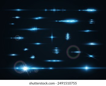Set of bright light rays.Brigh light on the background.