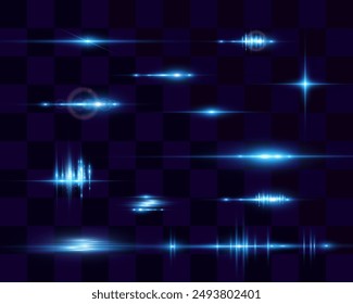 Set of bright light rays.Brigh light on the background.	

