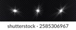 A set of bright lighting effects. Solar flare. Glow effect. Starbursts with flickering highlights. Beautiful flickering effect of light faces. Vector 10 EPS