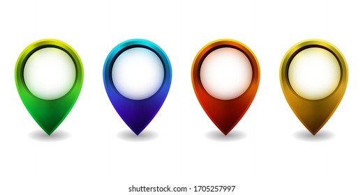 Set of bright map pointer icon isolated on white background. Vector illustration