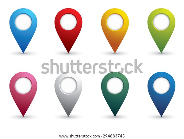Set Bright Map Pointers Stock Vector Royalty Free 294883745