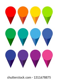 set of bright map pointers on white background. vector illustration flat design style. gps symbol marker sign