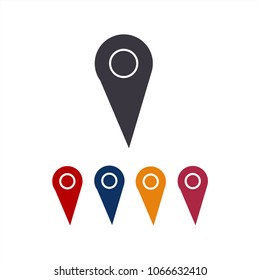 Set of bright map pointers. Pin icon. Vector illustration