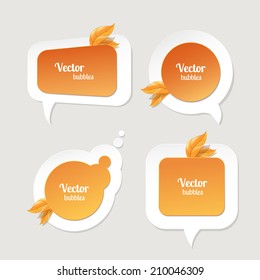  Set of  bright modern bubble speech. Abstract design vector illustration on autumn theme