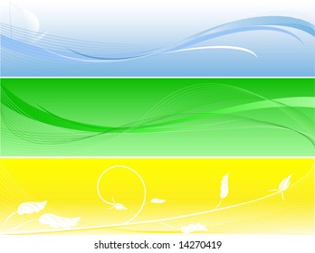 set of  bright modern summer banners in three colors