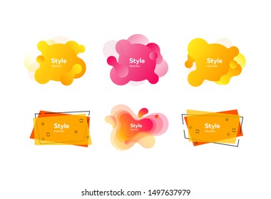 Set of bright multi-colored design elements. Dynamical colored forms and line. Gradient banners with flowing liquid shapes. Template for design of logo, flyer or presentation. Vector illustration