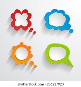 set of bright  paper speech bubbles 