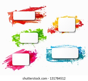 Set of bright paper-cut grunge backgrounds for your design. Vector illustration.