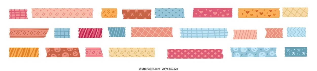conjunto de tiras de fita washi padrão brilhante e pedaços de duto 