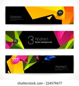 Set of bright polygonal geometric backgrounds for modern design 
