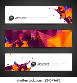 Set of bright polygonal geometric backgrounds for modern design 
