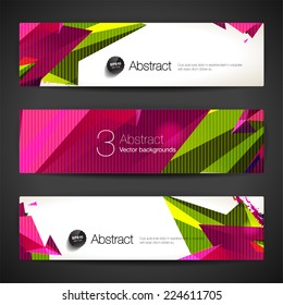 Set of bright polygonal geometric backgrounds for modern design 