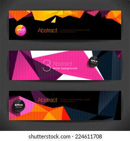 Set of bright polygonal geometric backgrounds for modern design 