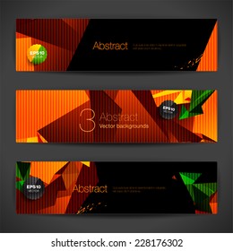 Set of bright polygonal geometric backgrounds for modern design