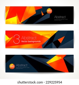 Set of bright polygonal geometric backgrounds for modern design